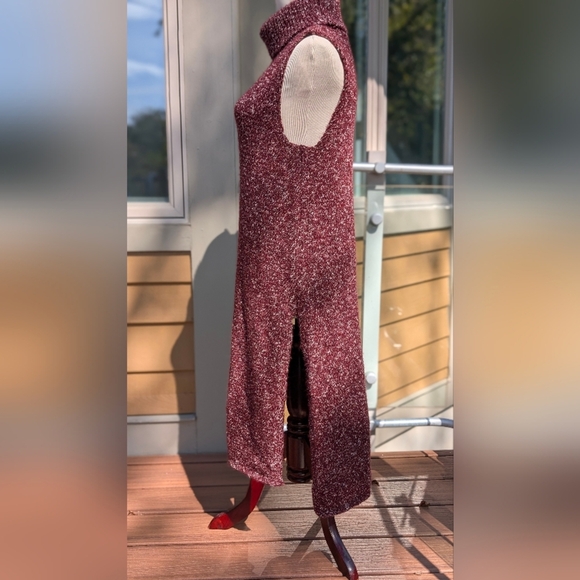 Anthropologie burgundy sweater dress tunic top boho Sz Small - Picture 3 of 10